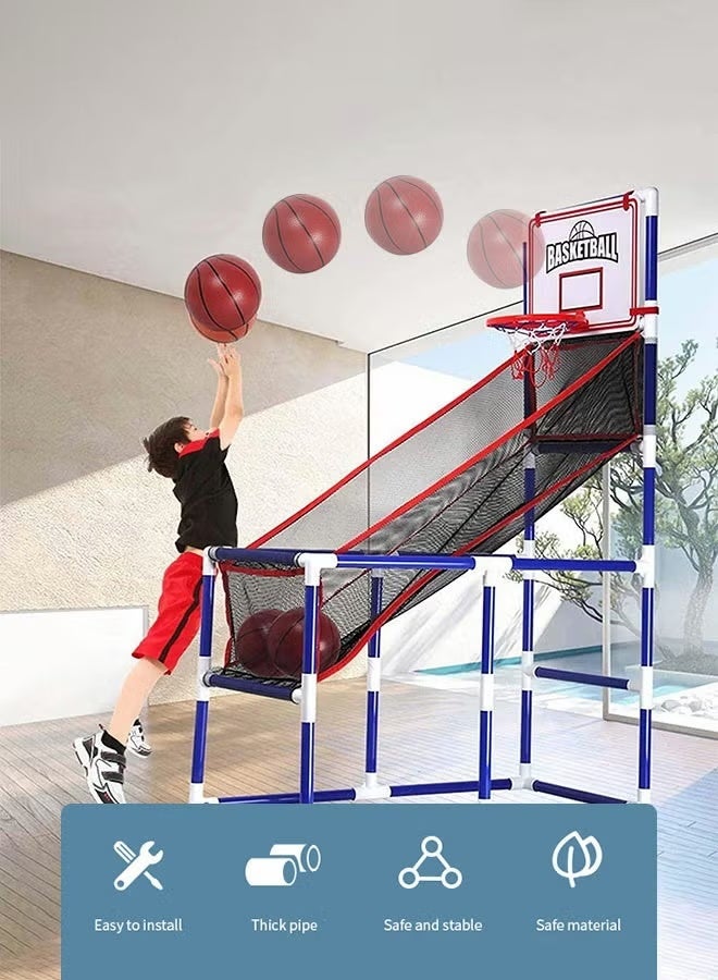 يلا جوي Arcade لعبة حلقة كرة السلة, ألعاب القبو, حلقة كرة السلة للأطفال, لعبة كرة السلة مع نظام تدريب حلقة و 2 كرة السلة, مضخة الهواء متضمنة, الأطفال الألعاب الرياضية الداخلية, المرح والترفيه, الارتفاع 140 سم - Image 2